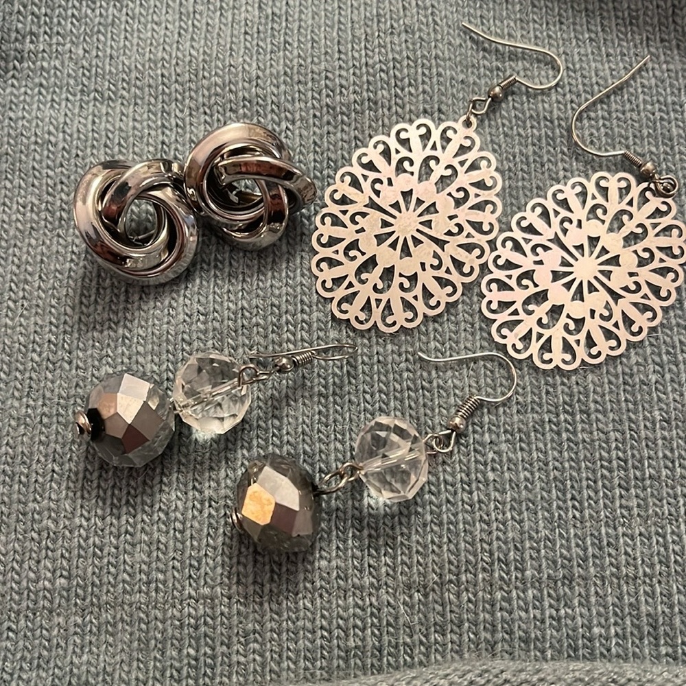 Lot of Silver-toned earrings